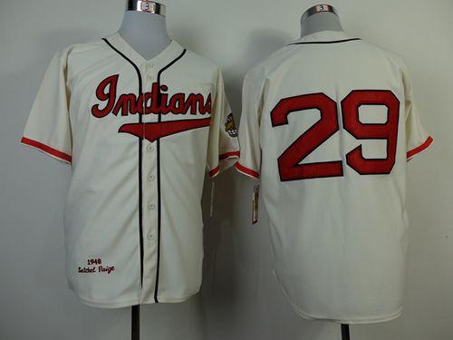 Custom Fan-Made Satchel Paige Cleveland Guardians #29 1948 Throwback Baseball Jersey