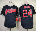 Custom Fan-Made Michael Bourn Cleveland Guardians #24 Blue Baseball Jersey