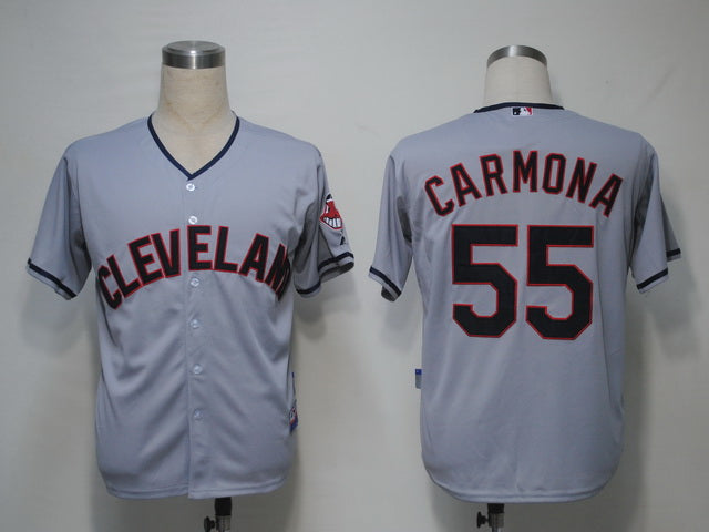Custom Fan-Made Fausto Carmona Cleveland Guardians #55 Grey Baseball Jersey