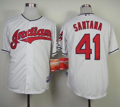 Custom Fan-Made Carlos Santana Cleveland Guardians #41 White Baseball Jersey