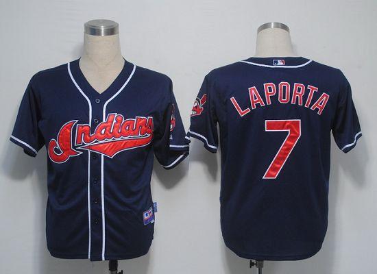 Custom Fan-Made Matt Laporta Cleveland Guardians #7 Blue Baseball Jersey