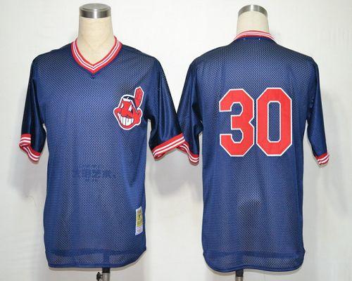 Custom Fan-Made Joe Carter Cleveland Guardians #30 Blue Throwback Baseball Jersey