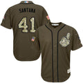 Custom Fan-Made Carlos Santana Cleveland Guardians #41 Green Service Edition Baseball Jersey