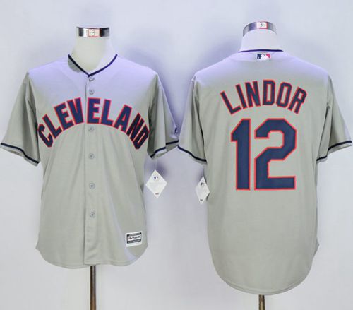 Custom Fan-Made Francisco Lindor Cleveland Guardians #12 Grey Baseball Jersey