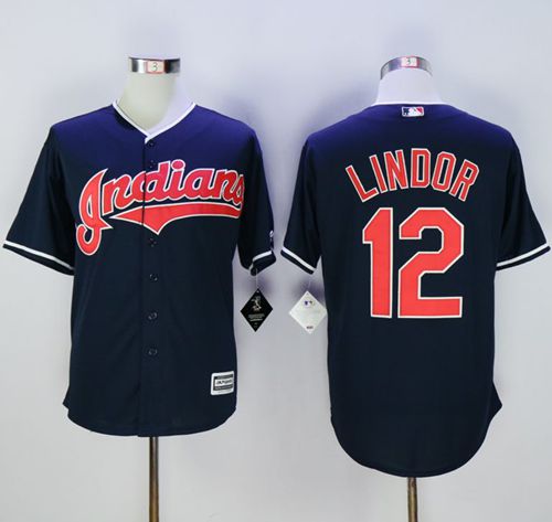Custom Fan-Made Francisco Lindor Cleveland Guardians #12 Blue Baseball Jersey