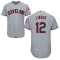 Custom Fan-Made Francisco Lindor Cleveland Guardians #12 Grey Baseball Jersey