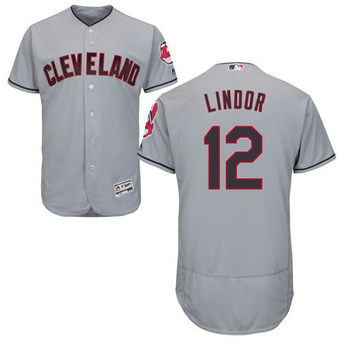 Custom Fan-Made Francisco Lindor Cleveland Guardians #12 Grey Baseball Jersey