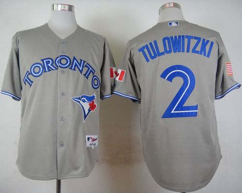 Custom Fan-Made Troy Tulowitzki Toronto Blue Jays #2 Grey Baseball Jersey