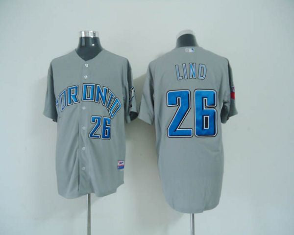 Custom Fan-Made Adam Lind Toronto Blue Jays #26 Grey Baseball Jersey