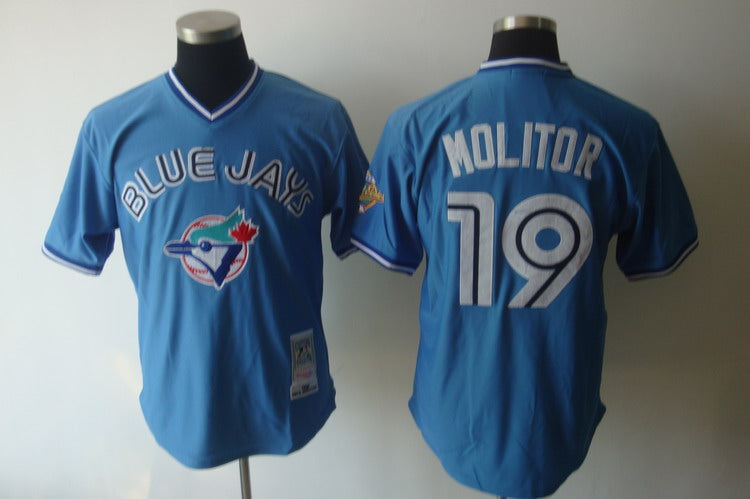 Custom Fan-Made Paul Molitor Toronto Blue Jays #19 Blue Baseball Jersey
