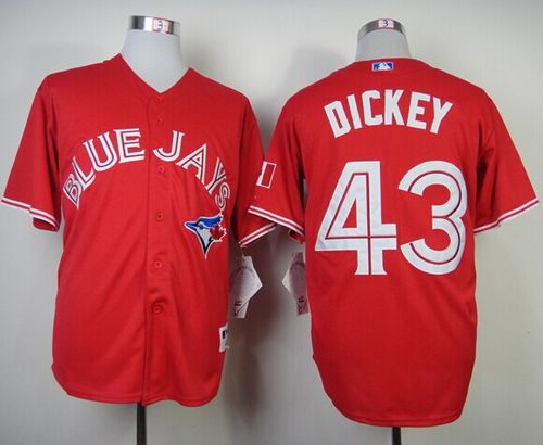 Custom Fan-Made R.A. Dickey Canada Toronto Blue Jays #43 Red Baseball Jersey