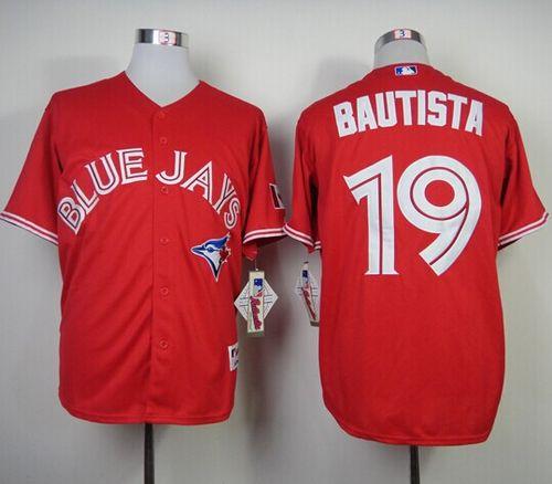 Custom Fan-Made Jose Bautista Canada Toronto Blue Jays #19 Red Baseball Jersey