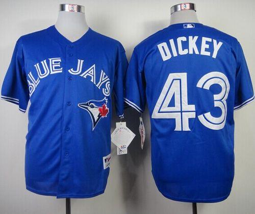Custom Fan-Made R.A. Dickey Toronto Blue Jays #43 Blue Baseball Jersey