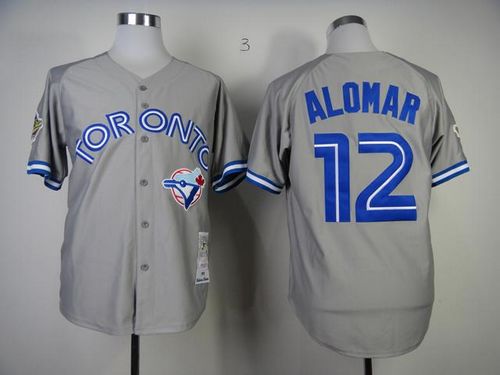 Custom Fan-Made Roberto Alomar Toronto Blue Jays #12 Grey Throwback Baseball Jersey