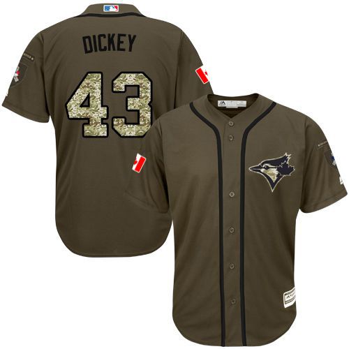 Custom Fan-Made R.A. Dickey Toronto Blue Jays #43 Blue Service Edition Baseball Jersey
