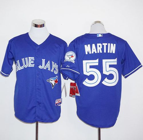 Custom Fan-Made Russell Martin Toronto Blue Jays #55 Blue Baseball Jersey