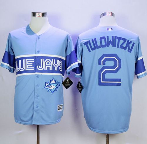 Custom Fan-Made Troy Tulowitzki Exclusive Toronto Blue Jays #2 Blue Baseball Jersey