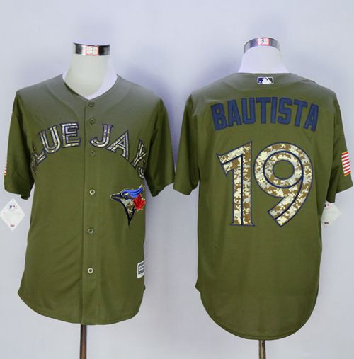 Custom Fan-Made Jose Bautista Camo Toronto Blue Jays #19 Blue Baseball Jersey