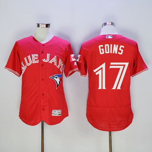 Custom Fan-Made Ryan Goins Canada Toronto Blue Jays #17 Red Baseball Jersey
