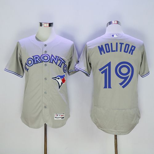 Custom Fan-Made Paul Molitor Toronto Blue Jays #19 Grey Baseball Jersey