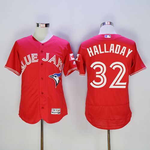 Custom Fan-Made Roy Halladay Canada Toronto Blue Jays #32 Red Baseball Jersey