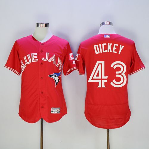 Custom Fan-Made R.A. Dickey Canada Toronto Blue Jays #43 Red Baseball Jersey