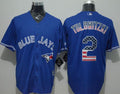 Custom Fan-Made Troy Tulowitzki USA Flag Toronto Blue Jays #2 Blue Baseball Jersey