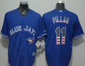 Custom Fan-Made Kevin Pillar USA Flag Toronto Blue Jays #11 Blue Baseball Jersey