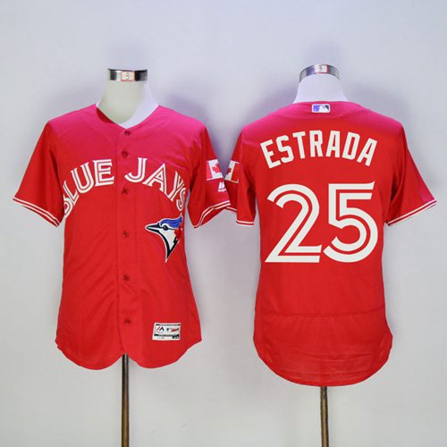 Custom Fan-Made Marco Estrada Canada Toronto Blue Jays #25 Red Baseball Jersey