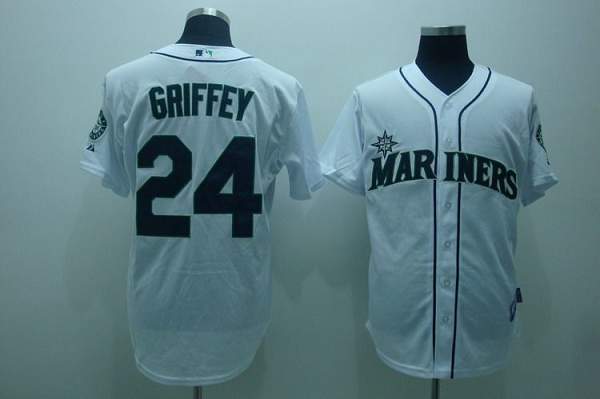 Custom Fan-Made Ken Griffey Seattle Mariners #24 White Baseball Jersey