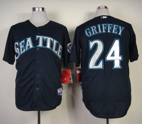 Custom Fan-Made Ken Griffey Seattle Mariners #24 Blue Baseball Jersey