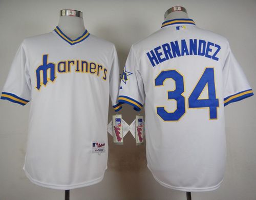 Custom Fan-Made Felix Hernandez Seattle Mariners #34 White 1979 Throwback Turn Back Clock Edition Baseball Jersey