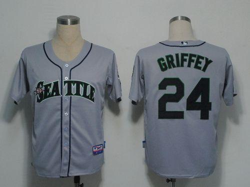 Custom Fan-Made Ken Griffey Seattle Mariners #24 Grey Baseball Jersey