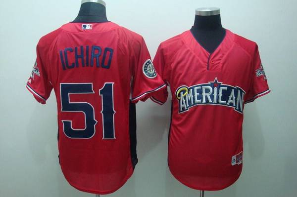 Custom Fan-Made Ichiro Suzuki BP Seattle Mariners #51 Red 2010 All-Star Edition Baseball Jersey