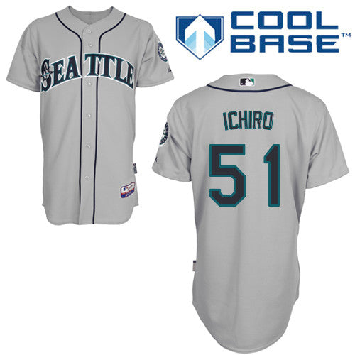 Custom Fan-Made Ichiro Suzuki Seattle Mariners #51 Grey Baseball Jersey