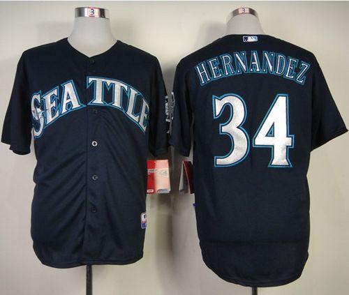 Custom Fan-Made Felix Hernandez Seattle Mariners #34 Blue Baseball Jersey