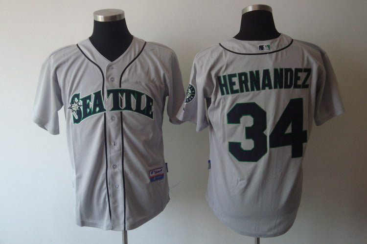 Custom Fan-Made Felix Hernandez Seattle Mariners #34 Grey Baseball Jersey