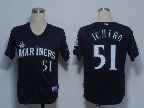 Custom Fan-Made Ichiro Suzuki Seattle Mariners #51 Blue Baseball Jersey