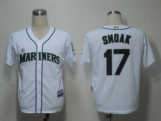 Custom Fan-Made Justin Smoak Seattle Mariners #17 White Baseball Jersey