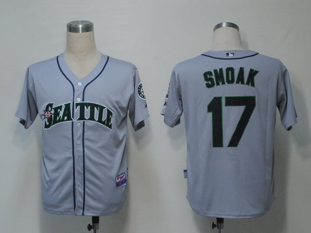 Custom Fan-Made Justin Smoak Seattle Mariners #17 Grey Baseball Jersey