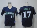 Custom Fan-Made Justin Smoak Seattle Mariners #17 Blue Baseball Jersey