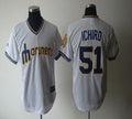 Custom Fan-Made Ichiro Suzuki Cooperstown Seattle Mariners #51 White Throwback Baseball Jersey