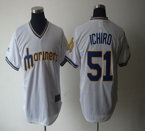 Custom Fan-Made Ichiro Suzuki Cooperstown Seattle Mariners #51 White Throwback Baseball Jersey