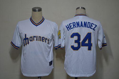 Custom Fan-Made Felix Hernandez Cooperstown Seattle Mariners #34 White Baseball Jersey