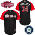 Custom Fan-Made Felix Hernandez Seattle Mariners #34 Black 2015 All-Star Edition Baseball Jersey