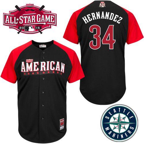 Custom Fan-Made Felix Hernandez Seattle Mariners #34 Black 2015 All-Star Edition Baseball Jersey