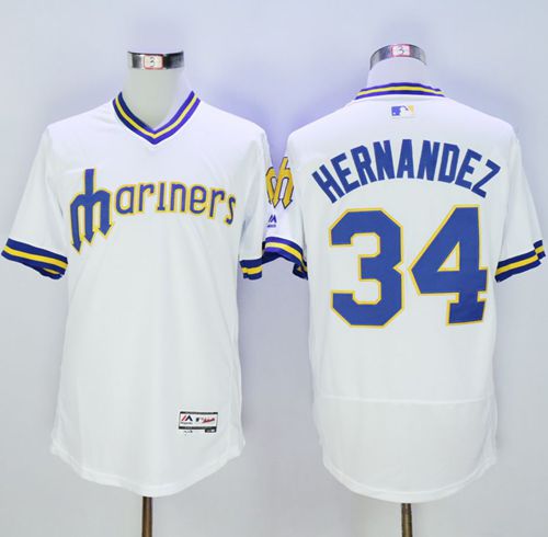 Custom Fan-Made Felix Hernandez Cooperstown Seattle Mariners #34 White Baseball Jersey