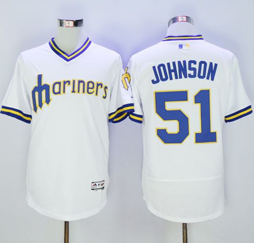 Custom Fan-Made Randy Johnson Cooperstown Seattle Mariners #51 White Baseball Jersey