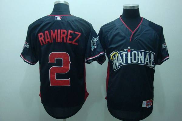Custom Fan-Made Hanley Ramirez Nation BP Stitching Miami Marlins #2 Blue 2010 All-Star Edition Baseball Jersey