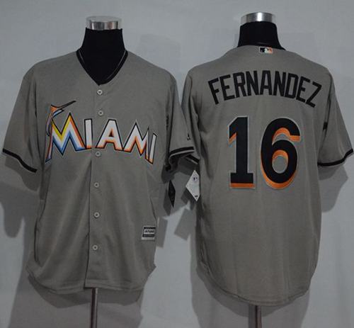 Custom Fan-Made Jose Fernandez Miami Marlins #16 Grey Baseball Jersey